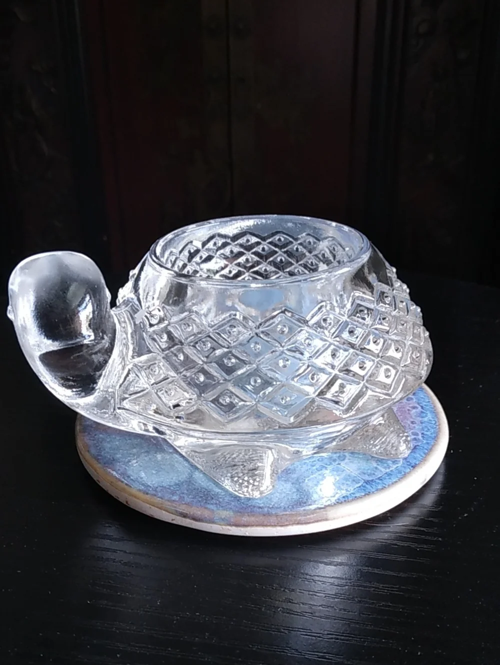 Avon Clear Glass Turtle Votive Candle Holder